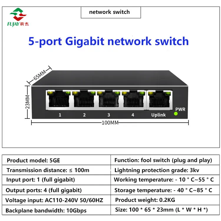 5 Port Desktop Gigabit Network Switch 10/100 / 1000mbps Ethernet Switch Adapter Fast Rj45 Ethernet Switcher Lan Switching Hub