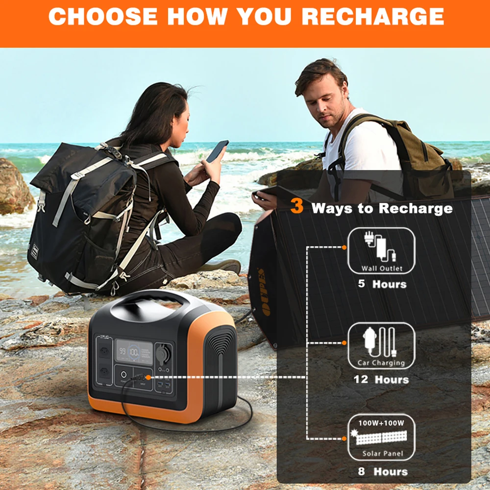 Manufacture Tragbare LiFePO4 Battery Bank Charge Portable Power Station 1200W Solar Generator 220V Powerstation 1000 Watt