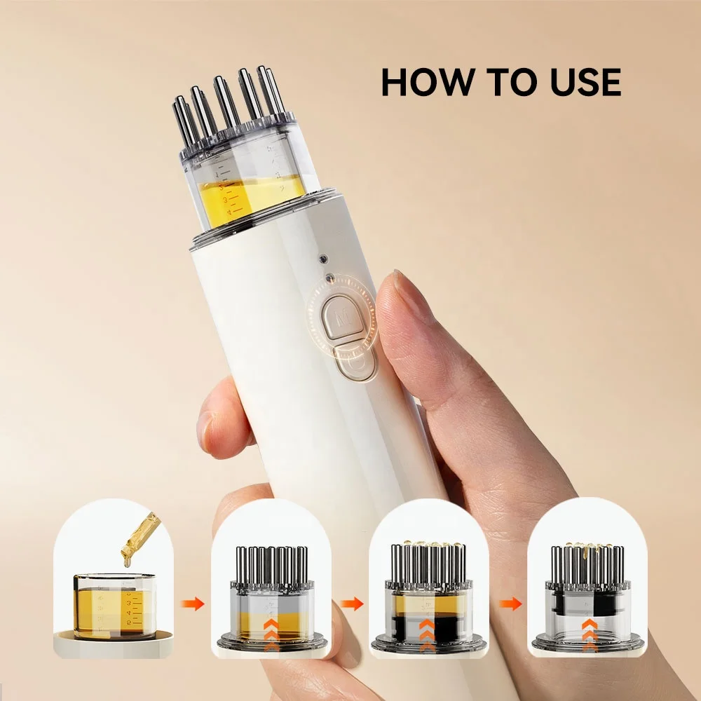 Kimairay Hair Serum Castor Comb Oil Applicator Treatment Hair Oil Applicator Scalp Massager Red LED Light for Hair Growth