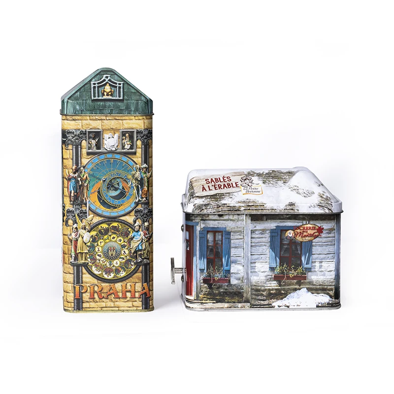 Rectangular metal musical tin box a multifunctional tin can for biscuit or candy tin music box