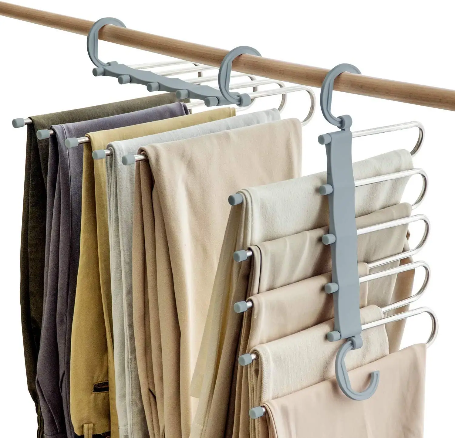 Stainless Steel Saving Clothes Hanger 5 Layers Pants Hangers For Pants Multi-layer Cloth Hanger