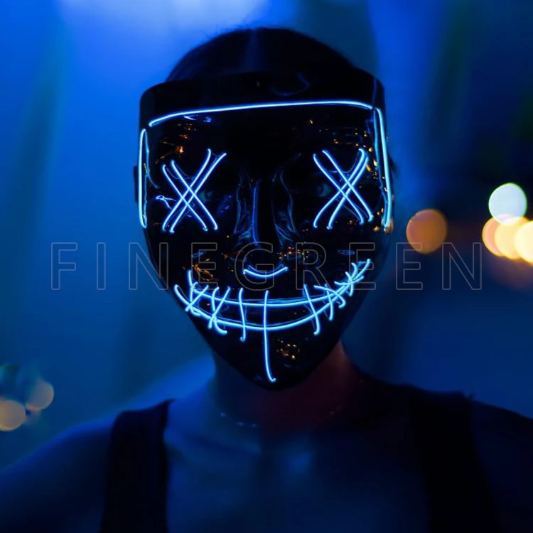 New hot sale popular music party Halloween  mask high brightness el light up led wire mask