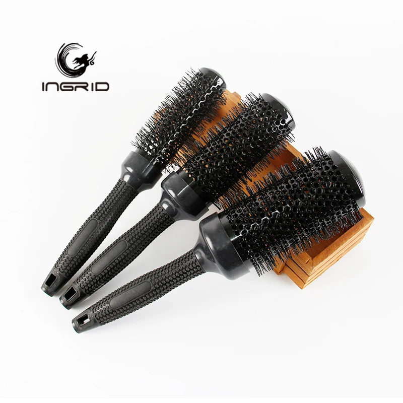 Professional Hairdressing Tool Aluminum Tube Hair comb ionic hair drying brush Ceramic and ion round Thermal hair brush