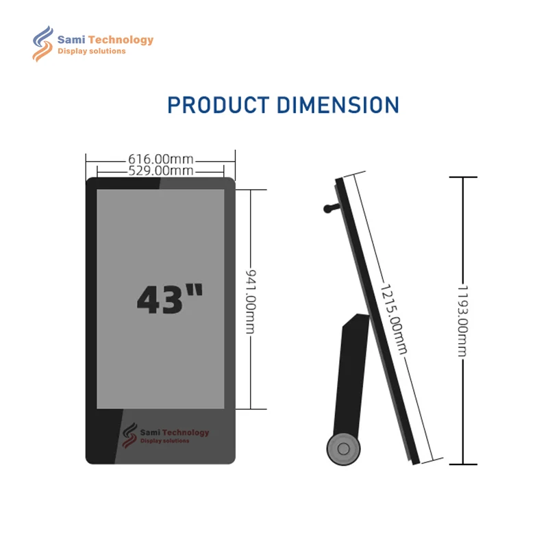 New Arrival Portable LCD Screen Digital Signage Player Battery Powered Floor Stand Movable Indoor Advertising Display