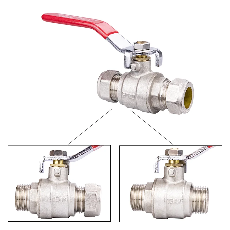 TMOK 15-42 mm Long handle Clamp Ring Joint Compression Fitting Brass Ball Valve