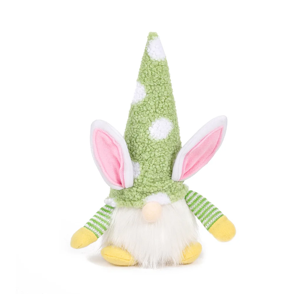 
New Easter Bunny pink ear check dwarf doll sprite doll ornaments home furnishings 