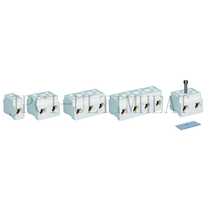 Соединительные колодки из стеатитовой керамики с зажимными винтами, защищенные от поражения электрическим током, диапазон 450 В