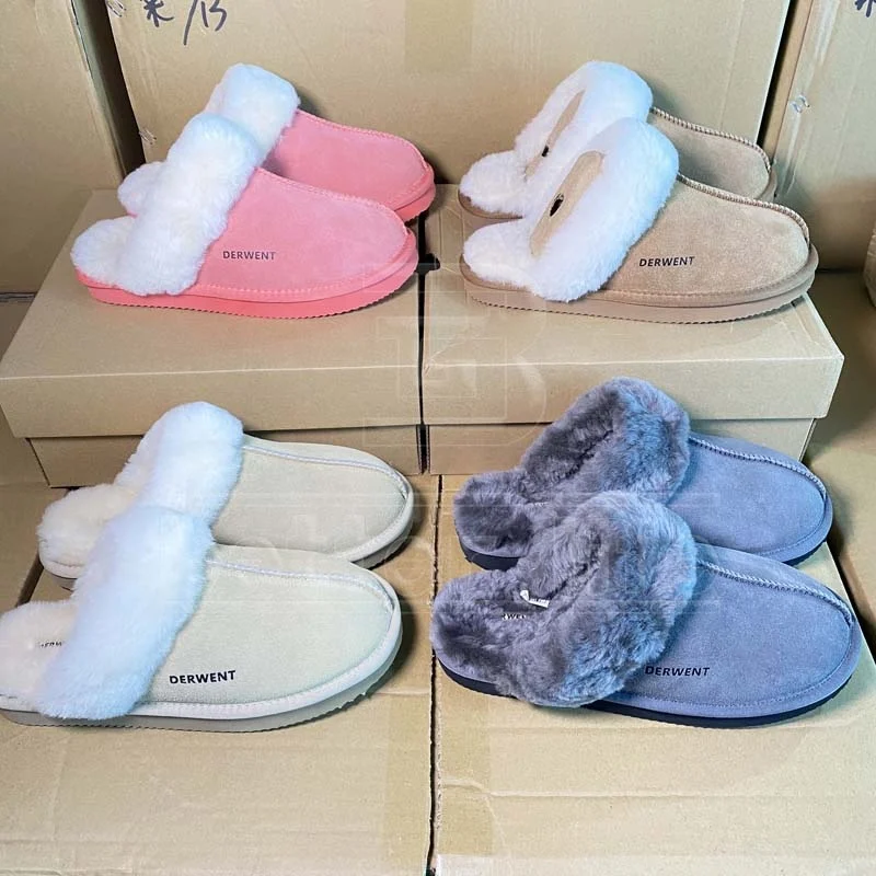 Winter Customized Sheepskin Slippers House Indoor Home Slippers for Women Slippers Women Home