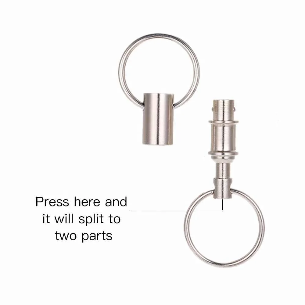 Stainless Steel Detachable Pull Apart Key Rings Keychain Double Rings Design Quick Release Key Chain