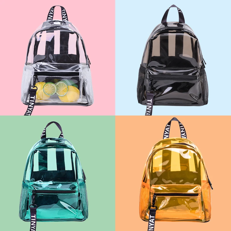 Transparent Women Backpack High Quality PVC Waterproof Bags 2022 Fashion Solid Travel School Backpack for Teenage Girls