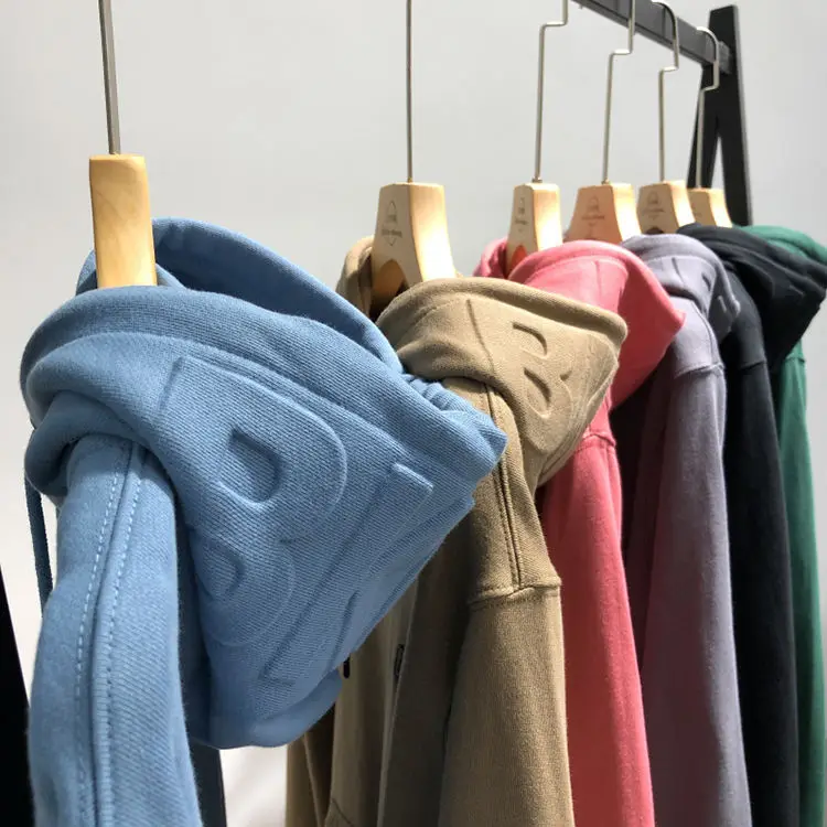 Wholesale High Quality 2024 Custom Pullov Hoodi Streetwear 100% Heavy Cotton Premium Unisex Men Heavyweight 3D Embossed Hoodie