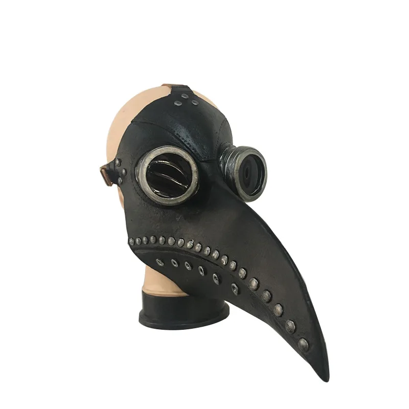 2022 New arrival Halloween cosplay latex black plague doctor crow bird mouth mask for adults