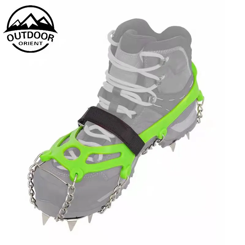 Hiking Crampons Ice Snow Grips Traction spikes Shoes Grips with Anti Slip 14 Teeth Stainless Steel Spikes Protect Hiking Crampon
