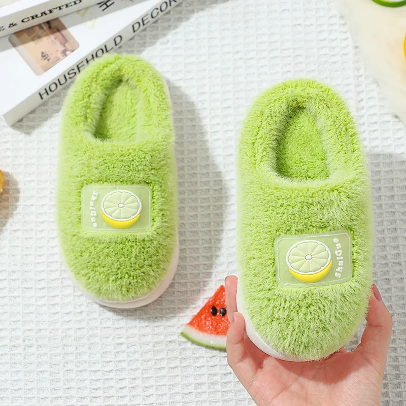Plush Cute Children Thick Bottom Kids Cotton Slippers Autumn Winter Girls Boys Indoor Non-slip Fur Slippers