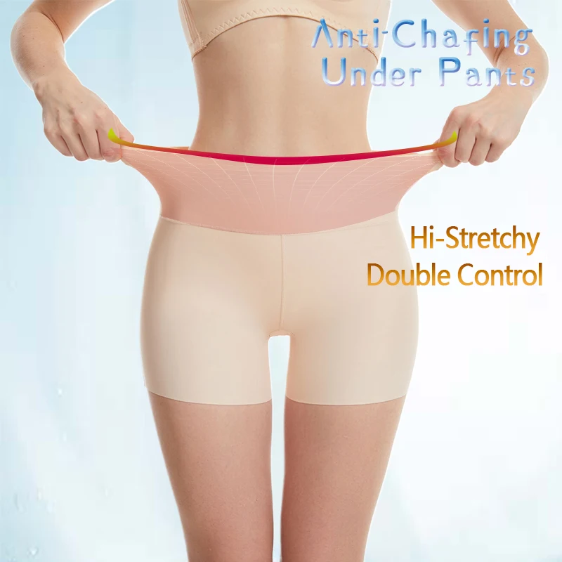 Women Seamless Anti-Chafing Boyshorts Tummy Control Boxer Mid-Rise Under Pants for Dress non-slip elastane Invisible Underwear