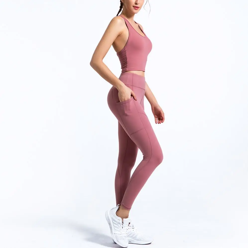 
Women Yoga Pants With Pocket High Waist Compression Tights Fitness Sportswear Yoga Set Pants Leggings 