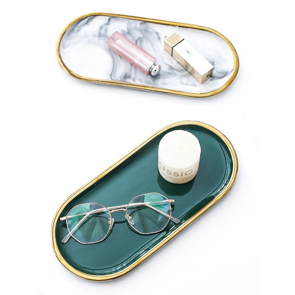 Simple marble storage tray bathroom washbasin toiletries placement rack