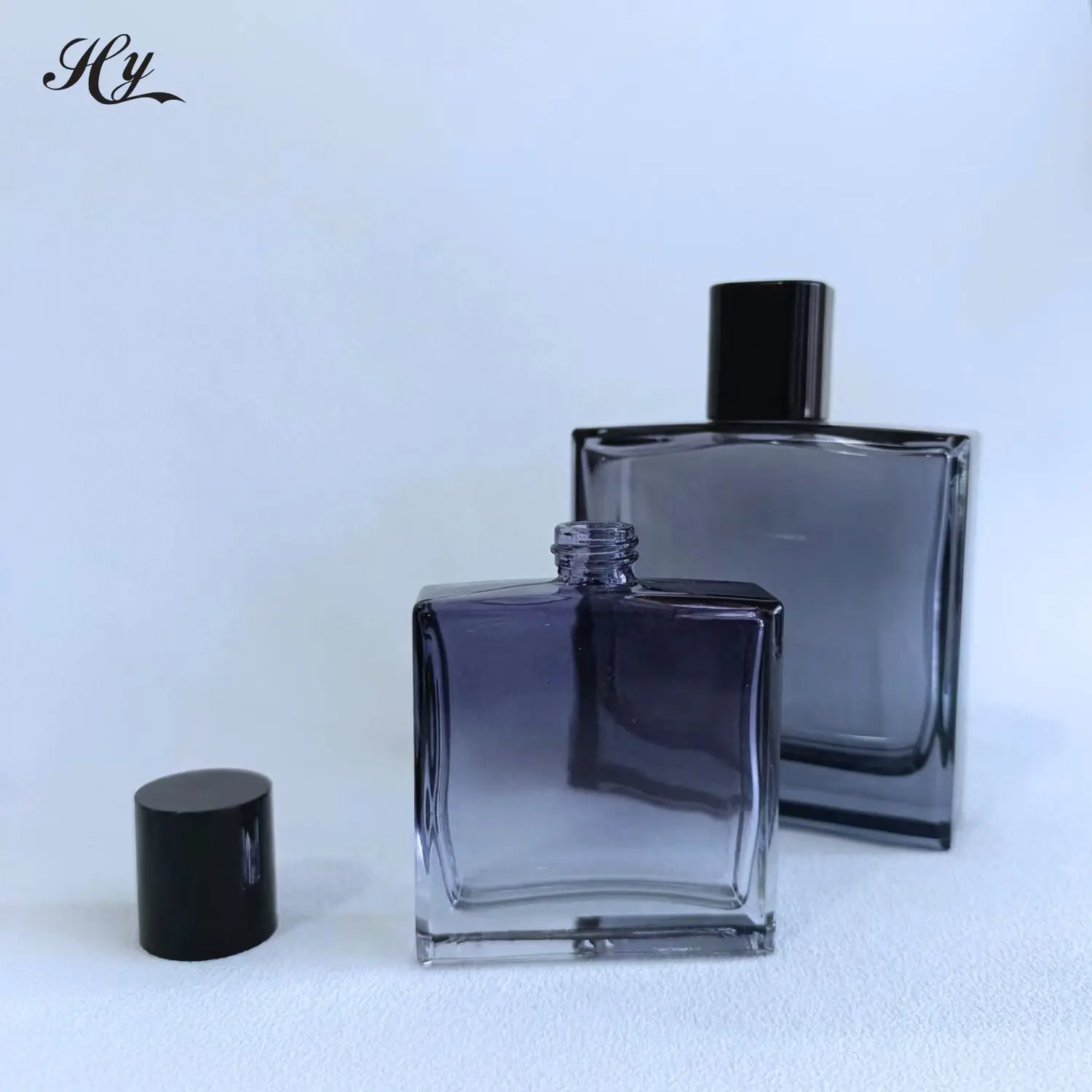Hanya Clear Packaging Perfume Square 50ml Gradient Blue Men Perfume Empty Bottle German Cosmetic