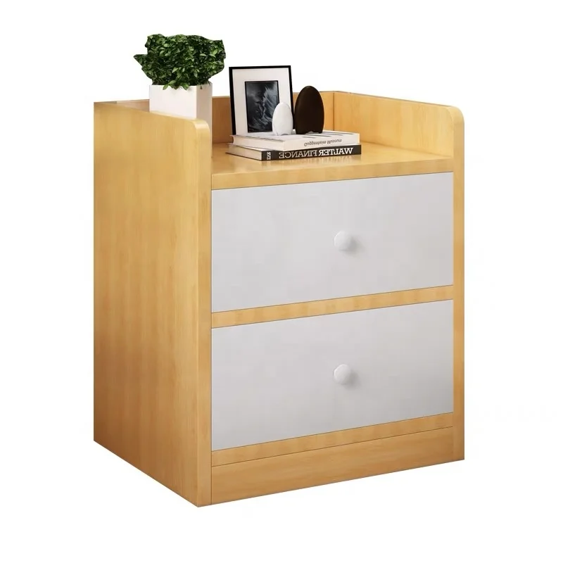 Nordic style bedroom simple night stand with 2 drawers bed side tables modern