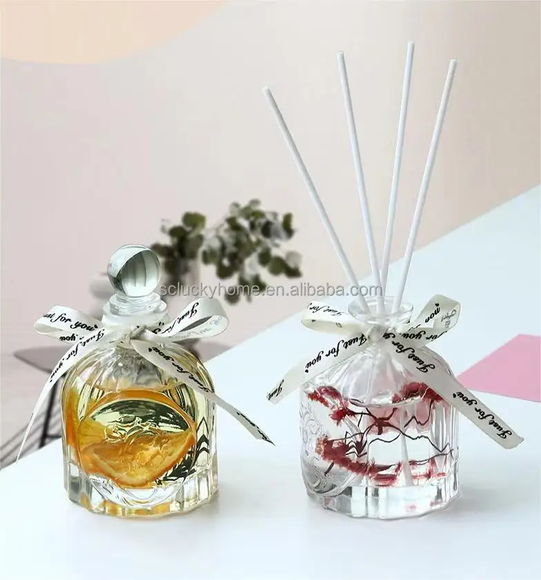 Wholesale Private Label Luxury High Quality Rose Gold Indoor Reed Diffuser Bottle aromatherapy gift box Reed Diffuser