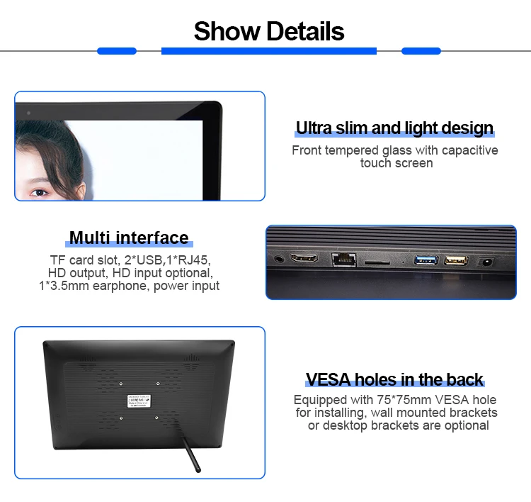 15 дюймов digital signage видео рекламы led ЖК сенсорный экран дисплей с дистанционным управлением