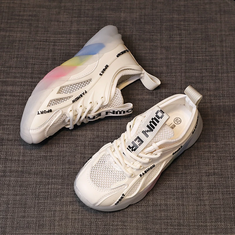 Осень 2021, Белая обувь, корейский стиль, для спорта и отдыха, универсальная детская спортивная обувь размера 27-37
