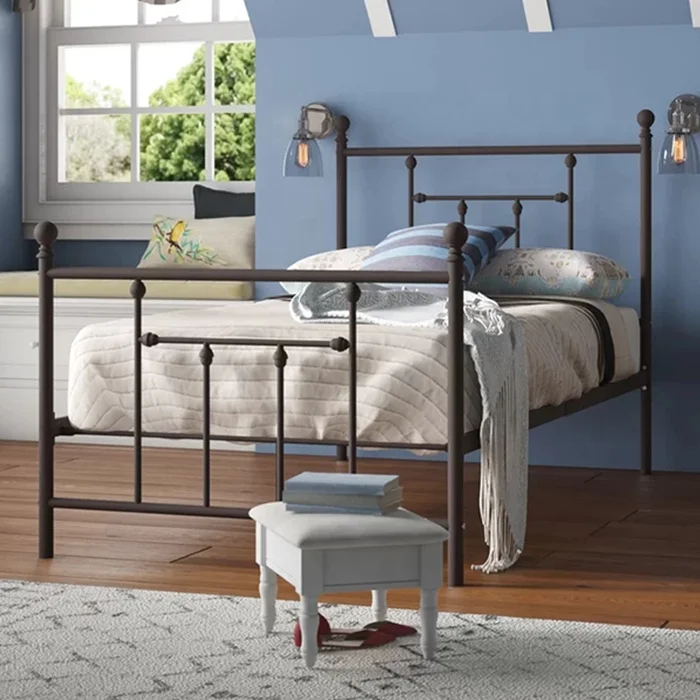 Simple double king size modern wrought iron beds design