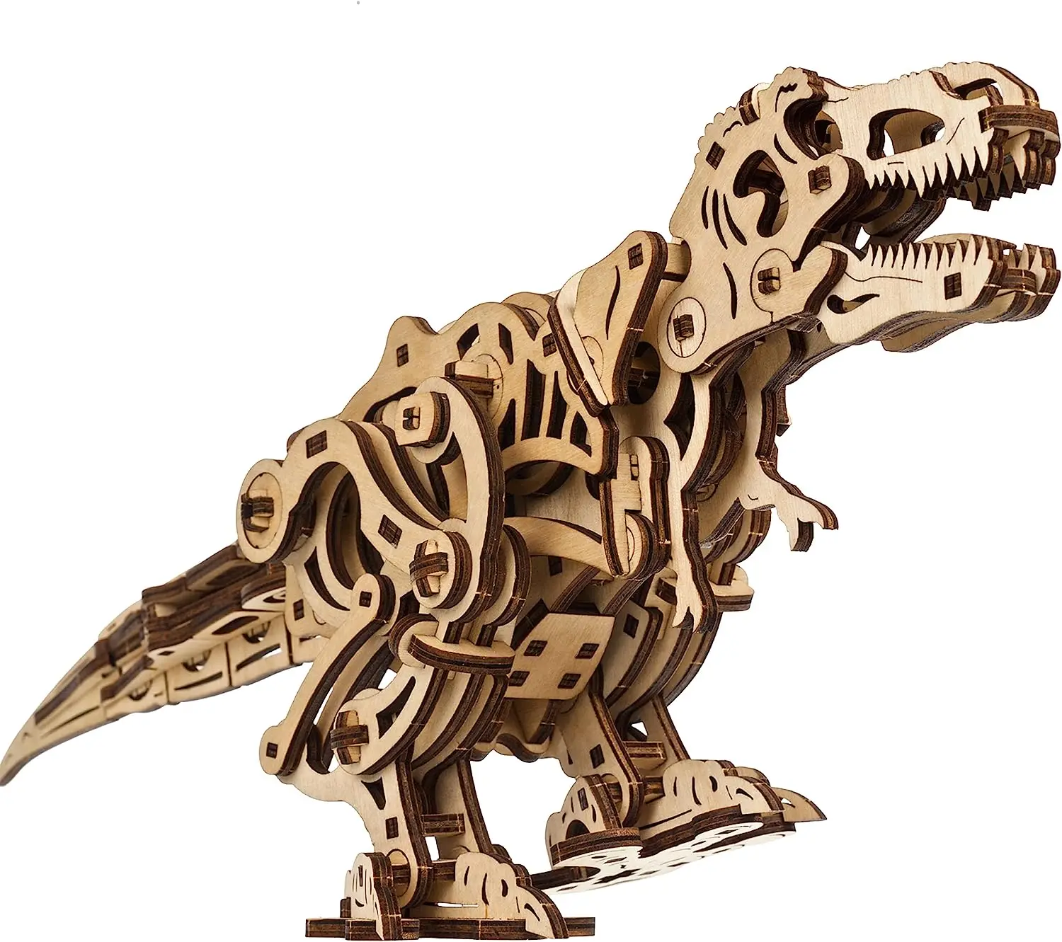 Tyrannosaurus Rex 3D Wooden Puzzles Wooden Model Kit for Adults to Build 3D Wooden Model Mechanical Dinosaur with Bipedal Motion