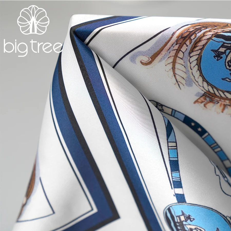 Low MOQ Custom Nautical Digital Print Smooth and Soft Polyester Spandex Satin Fabric for Scarf Dress Shirt