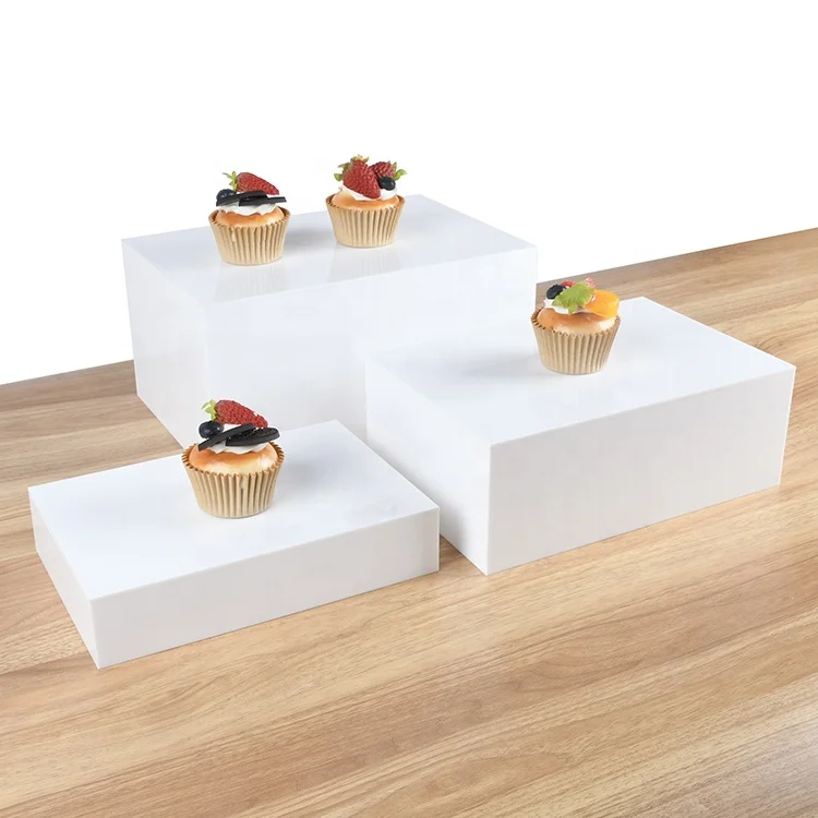 In stock Set of 3 piece Acrylic Food Display Buffet Riser Acrylic Riser Stand Food Pedestal Box Display