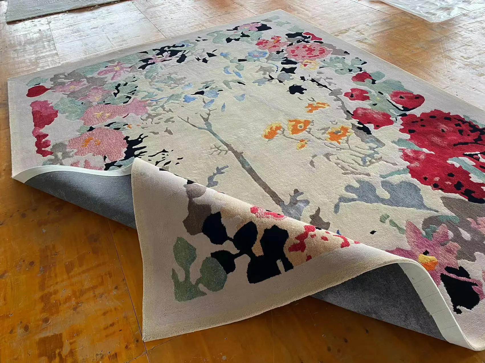 Custom Hand Tufted Wool Rugs and Carpet for Bedroom Luxury Villa Living Room Rose Color Carpet