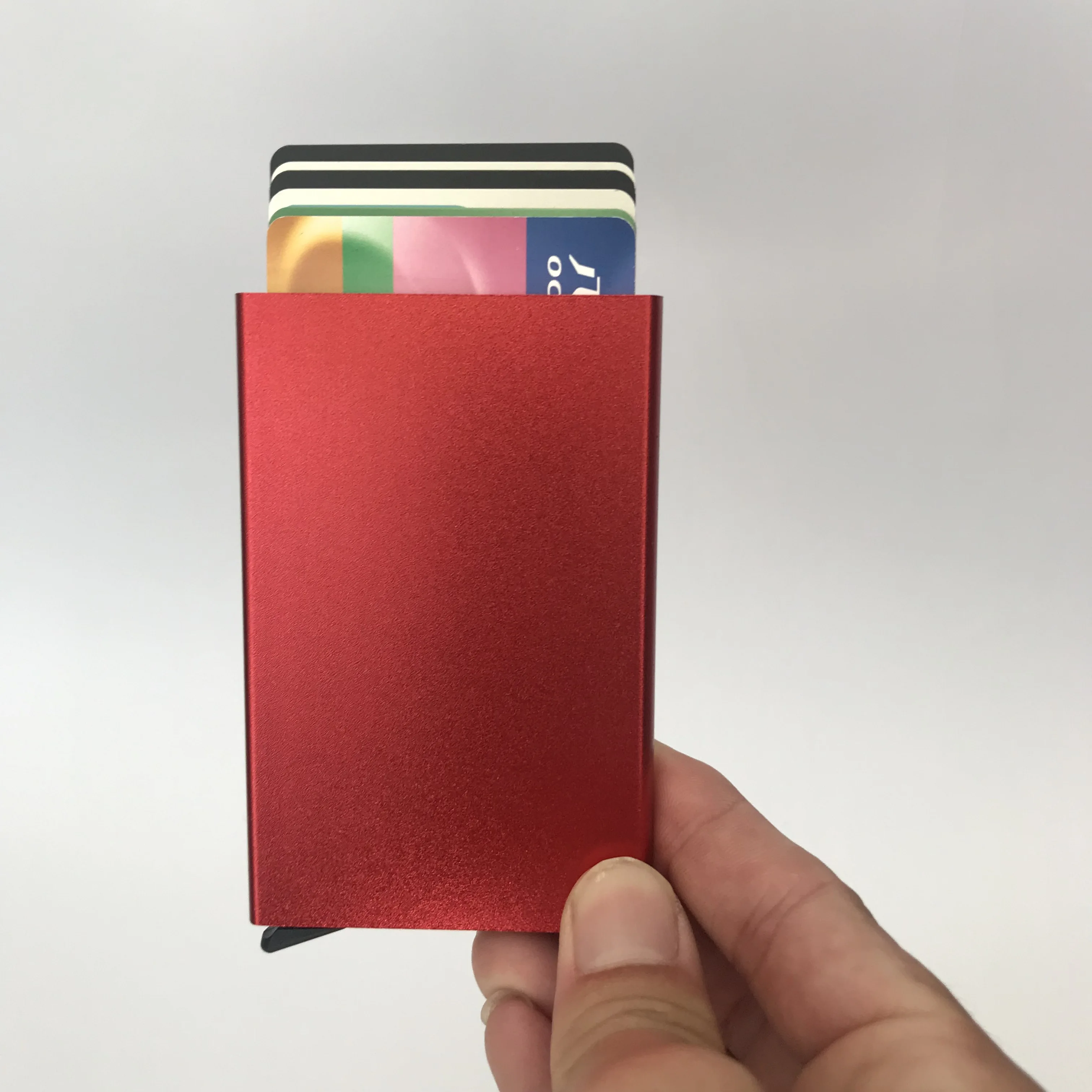 Лидер продаж на AMAZON RFID держатель для кредитных карт тонкий бумажник защита с передним карманом выдвижной дизайн алюминий до