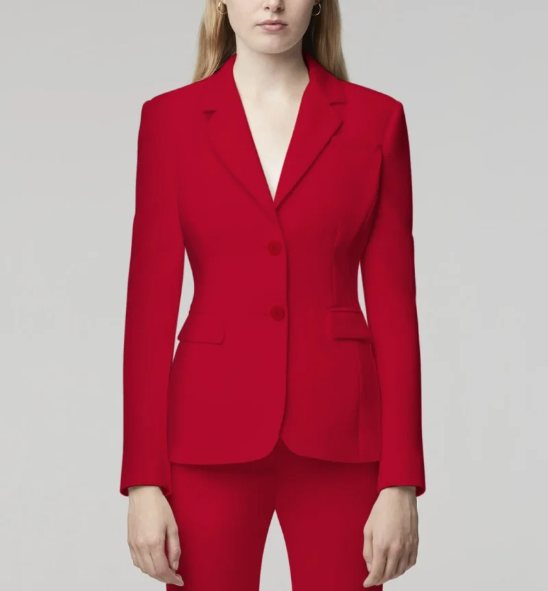 Custom Oem Quality Red Blazer 2 Piece Long Blazer and Trouser Ladies Trousers Suit With Pant Suits Pant For Women