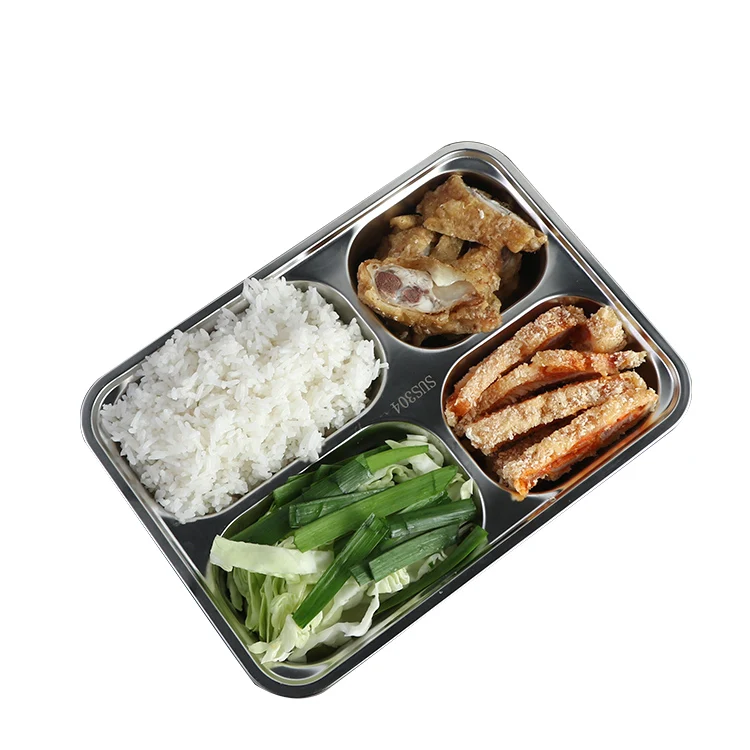 3 4 compartments food container 304 stainless steel metal bento lunch box with cutlery