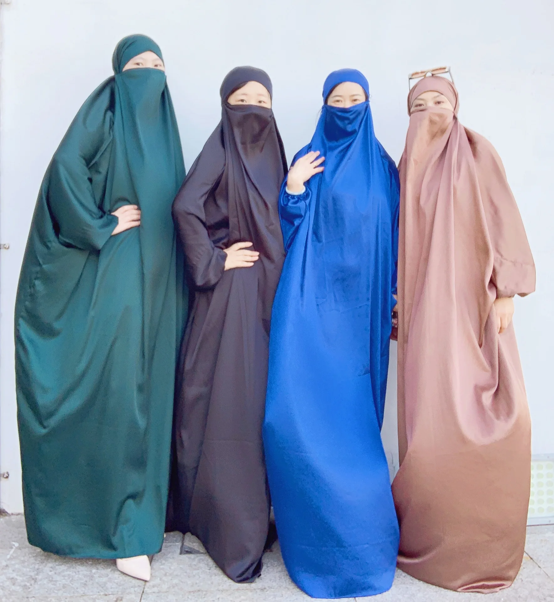 Ramadan Eid Muslim Prayer Dress Niqab Islamic Clothing Jilbab Khimar One Piece Set