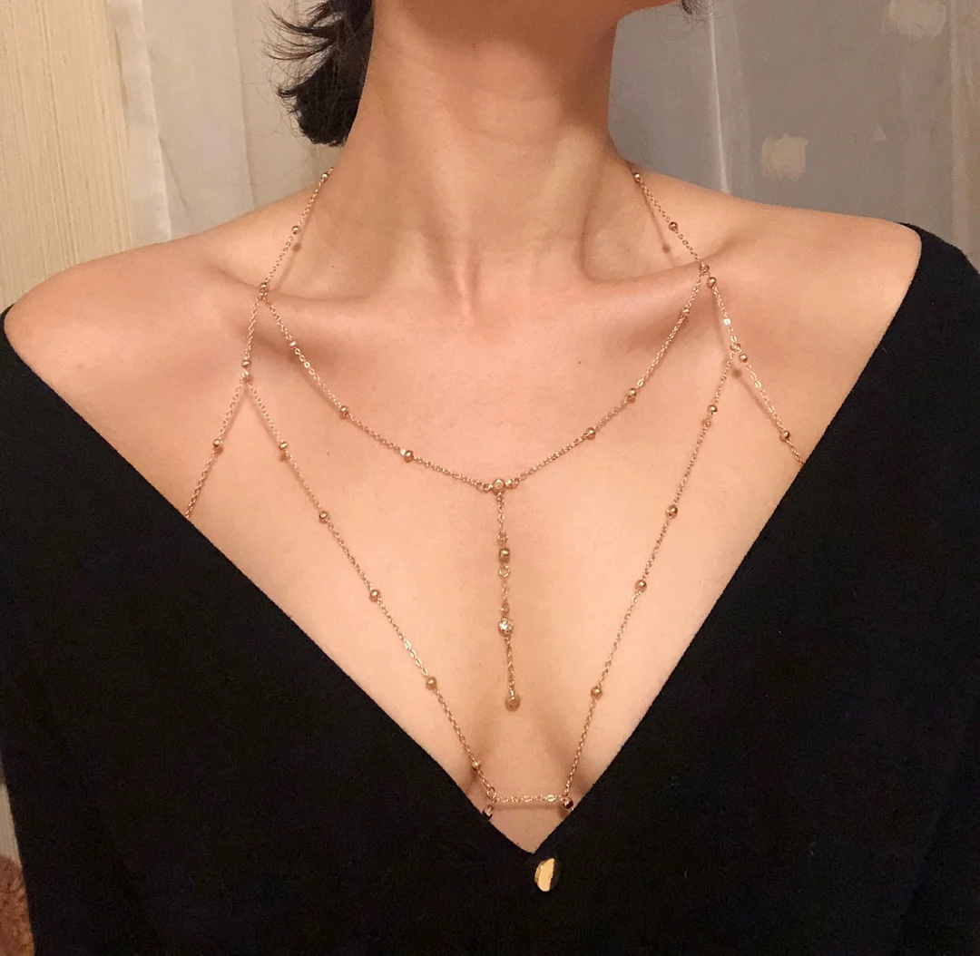  NAKAMURA Bikini chain fashion accessories sexy jewelry body Necklace collarbone female