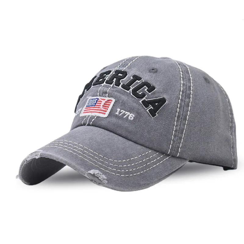 Classic Vintage USA Flag Baseball Cap Twill Adjustable Cartoon Pattern Solid Color Cap For Man And Woman Sunshade