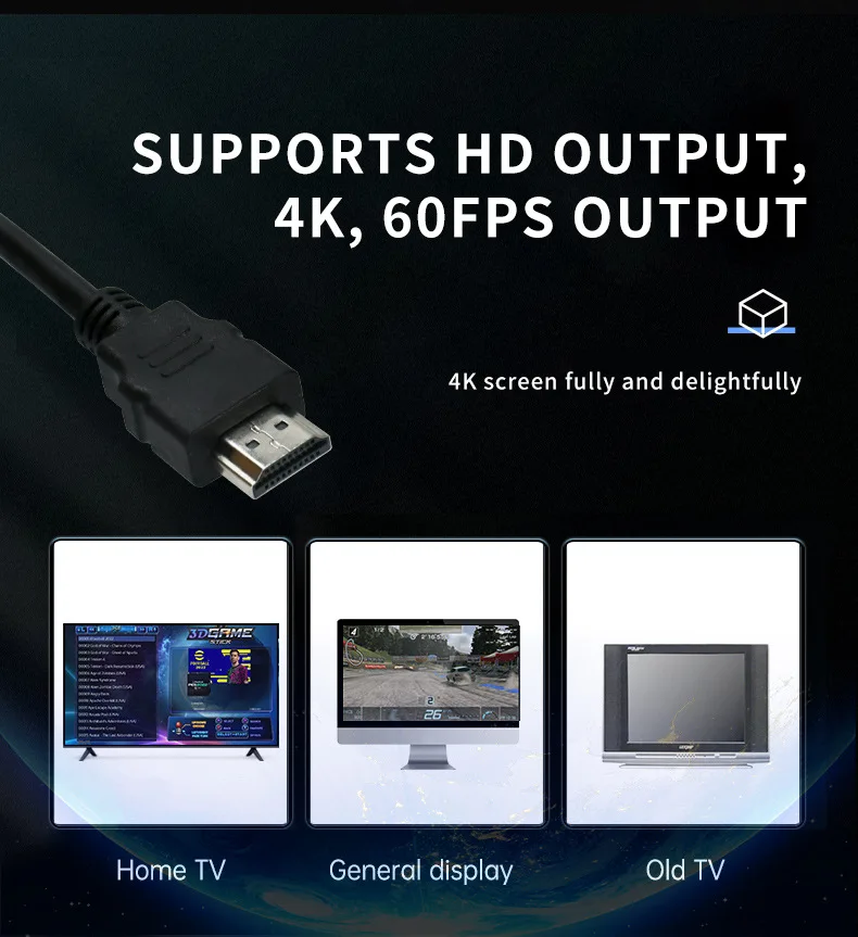 Dual Game Sticks 4K Output TV 10000 Games Built in Retro Video Gaming Console 3D Games Player for PSP PS1 N64 GBA Sega Emulator