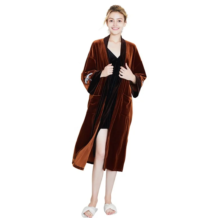 
Winter Home Sleepwear Red Navy Ladies Robes Classic Bath Robes For Women 