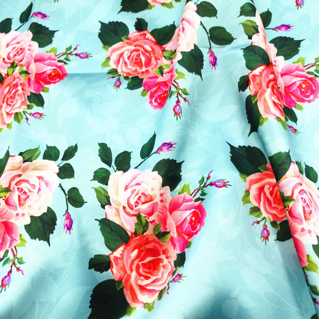 Digital Printing Floral Design On 100% Silk Fabric For Dress