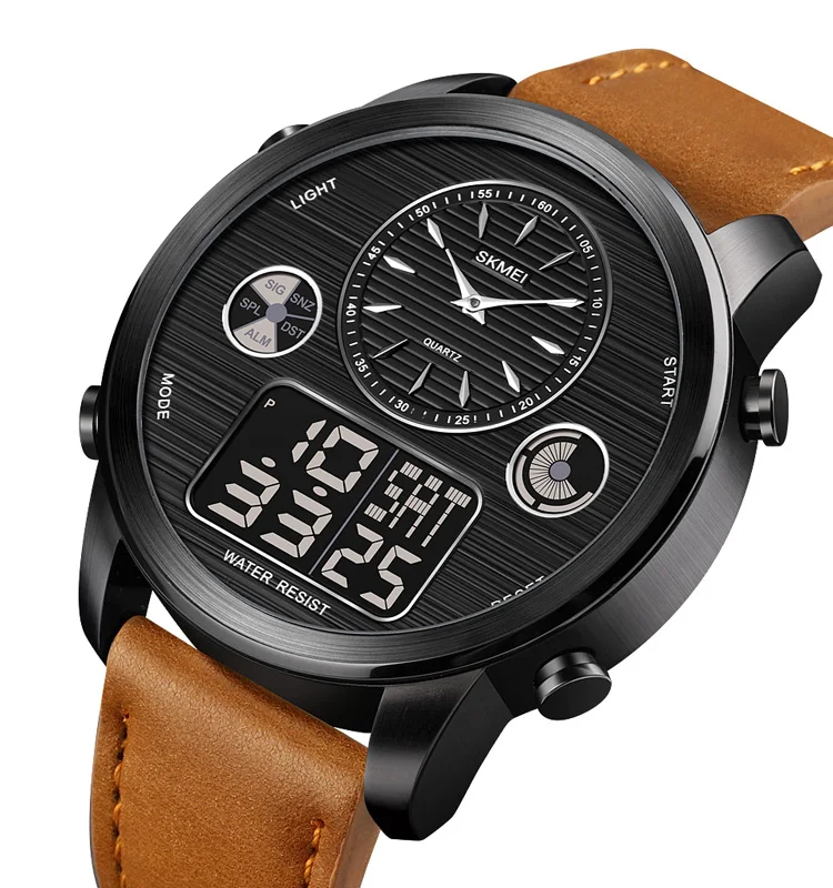 SKMEI 1653 New Fashion  Mens Sport Wristwatch Casual Digital leather Sports Watch