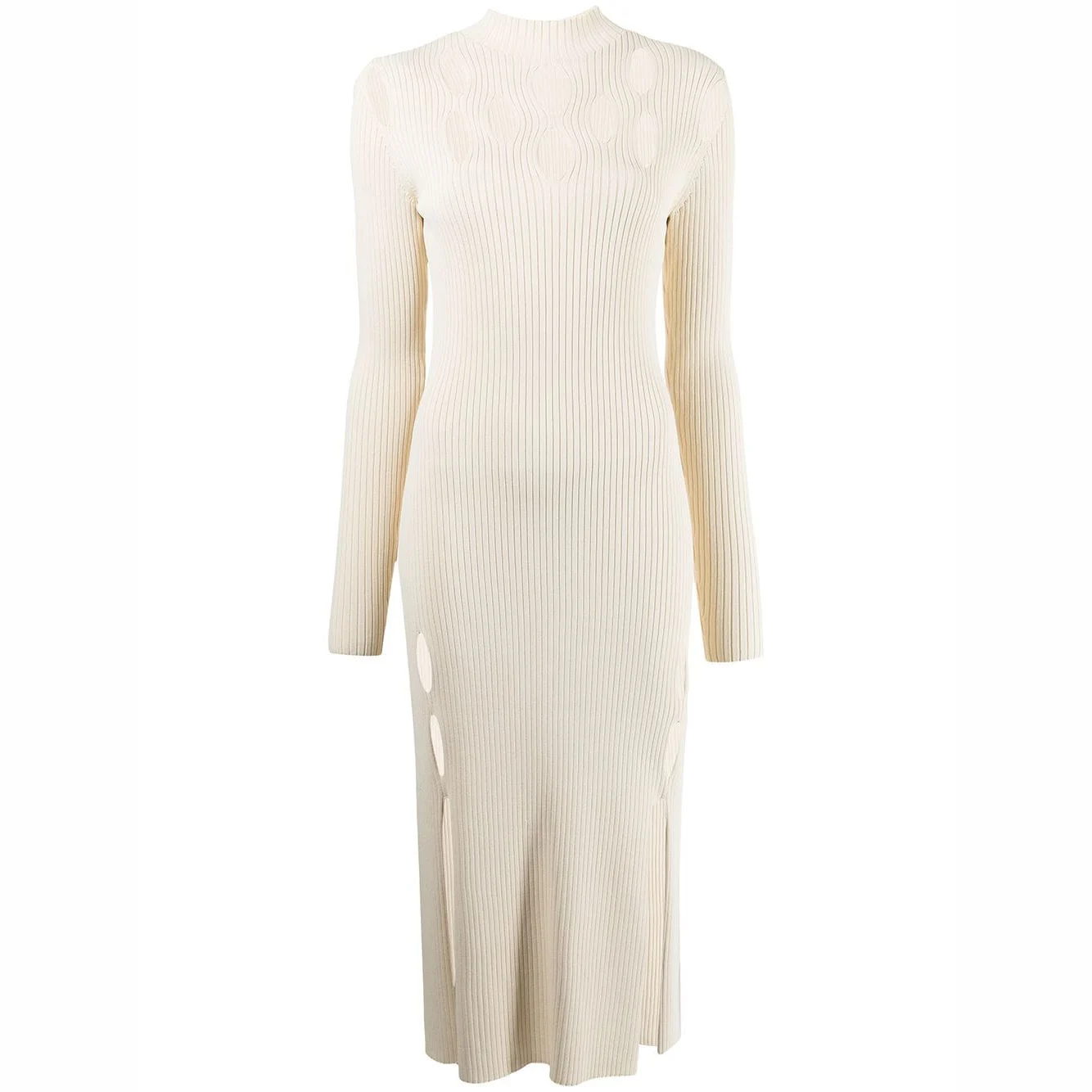 Custom Rib Knit Midi Dress Fashion Knitted Long Lady Elegant Winter Girls Casual Women Dresses hollow out Knitting Sweater Dress