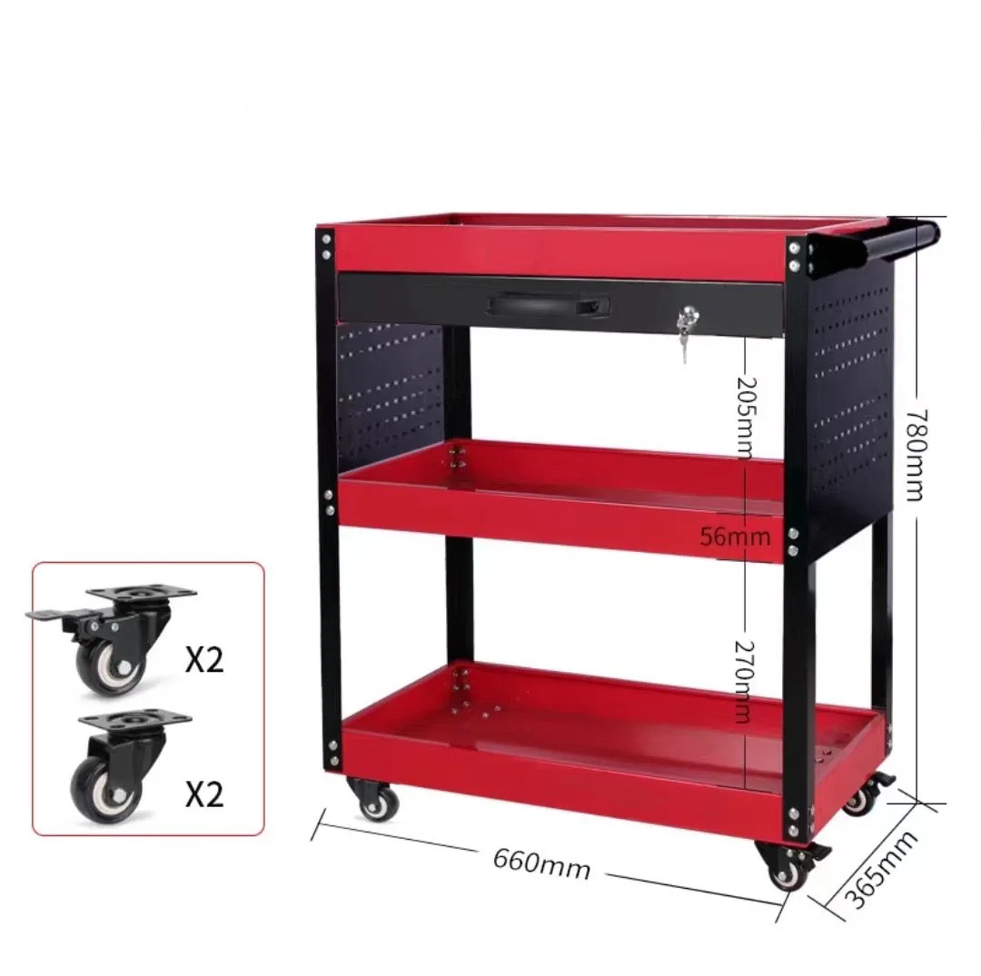 Drawer Garage Storage Steel Tool Cabinet With Mechanic Trolley On Wheels Tool Cabinet 3 Tier Rolling Tool Cart
