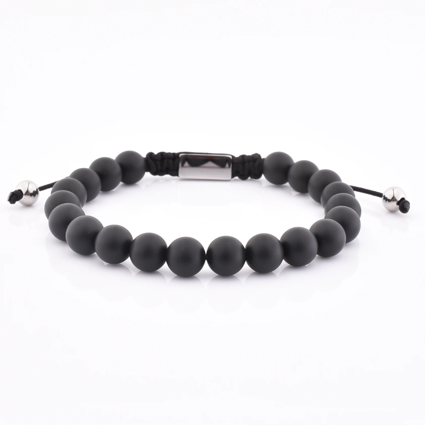 Italian Man Beaded Cheap Brushed Silver Metal Plate Charm Knot Bracelet