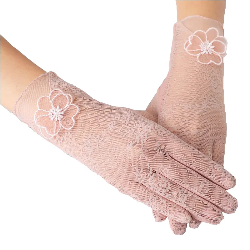 Оптовая продажа с фабрики дышащие солнцезащитные женские официальные кружевные перчатки для