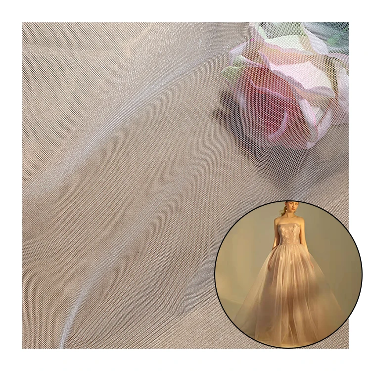 High Quality Good Drape Comfortable Hand Feel Yarn-dyed Bright Mesh Nylon Tulle Fabric