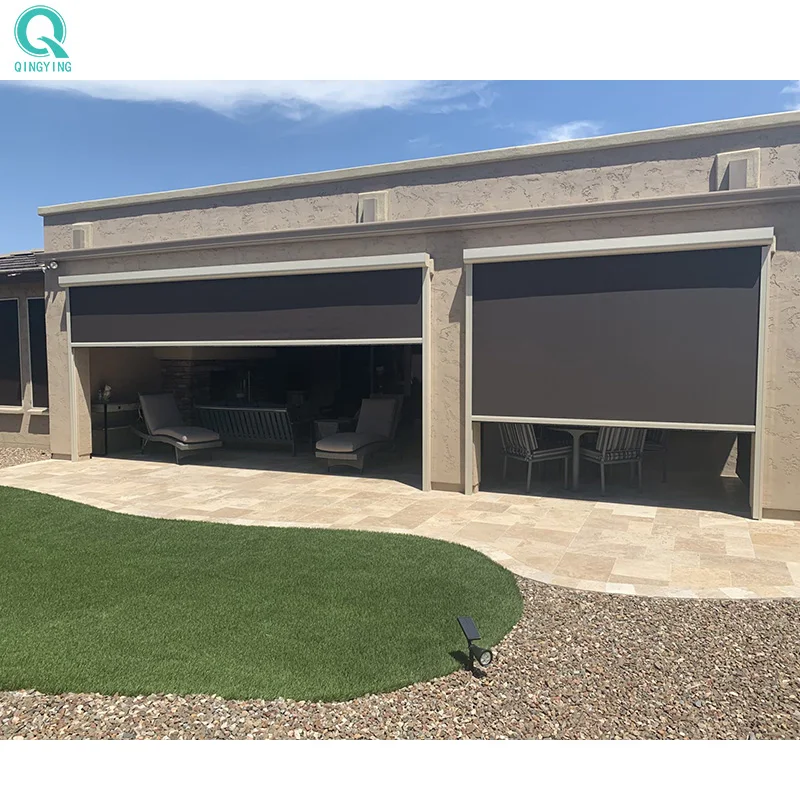 QINGYING motorized zip track outdoor window blind waterproof