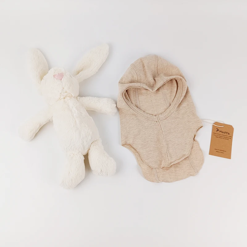 Pinuotu Cute Baby Cotton Solid Bonnet Unisex Cloth Hat Spring Autumn Warm Balaclava Toddler Casual Beige Beanie Cap