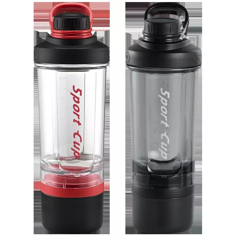 FEIJIAN 620ml  Sport Three-layer Plastic Water Bottle Whey&Nutrition Protein Powder Mixing Leak-proof Shaker Bottle