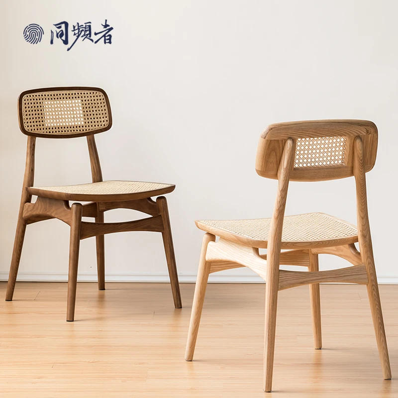 
TPZ041A wholesale home furniture design wooden Nordic modern leisure chair backrest woven rattan dining chair 